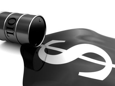 abstract 3d illustration of oil barrel and dollar sign clipart