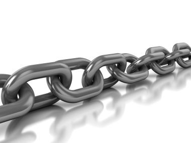 3d illustration of steel chain over white background clipart