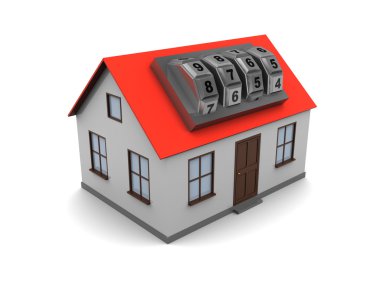 House with combination lock clipart