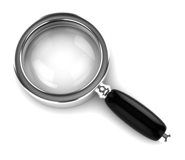 3d illustration of magnify glass over white background clipart