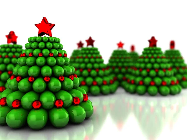 Abstracte Illustratie Van Kerstmis Bomen Woud Witte Achtergrond — Stockfoto