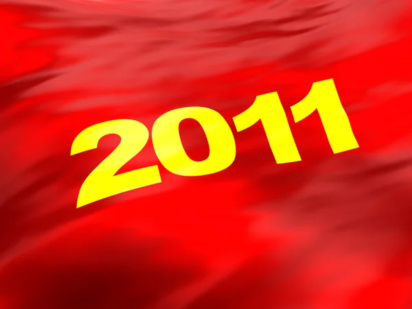 Abstrakte Illustration Des Roten Fahnenhintergrundes Mit Dem Jahreszeichen 2011 Darauf — Stockfoto
