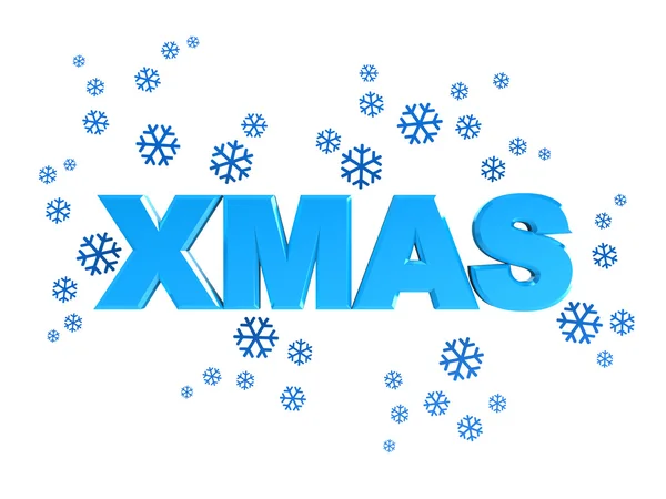 Streszczenie Ilustracja Xmas Znak Niebieski Płatki Śniegu Białym Tle — Zdjęcie stockowe