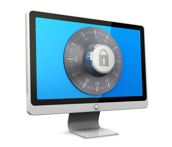 Illustration Computer Monitor Protected Combination Lock — Stock Photo, Image