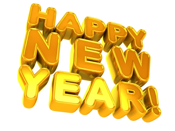 Illustratie Van Gouden Gelukkig Nieuwjaar Teken Geïsoleerd Witte Achtergrond — Stockfoto