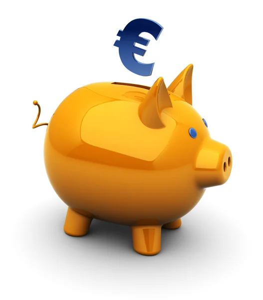 Abstract Illustration Orange Color Piggy Bank Euro Sign — Stock Photo, Image