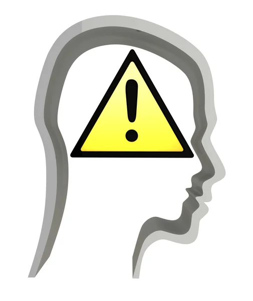 内部の警告記号で頭部のシルエットの抽象的な イラスト — ストック写真