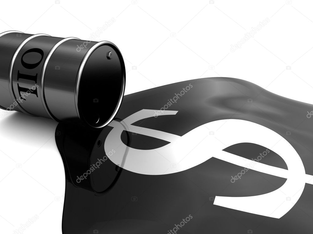 abstract 3d illustration of oil barrel and dollar sign