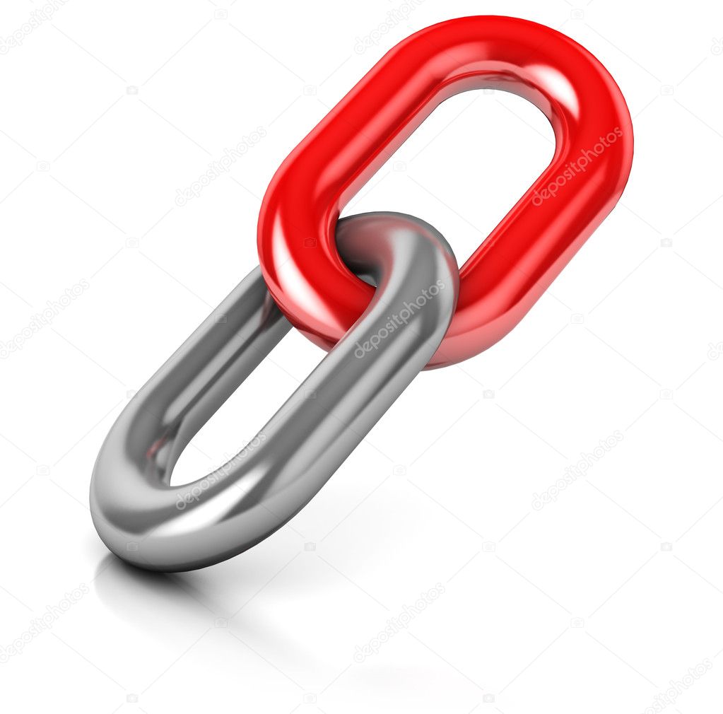 abstract 3d illustration of single chain link over white background