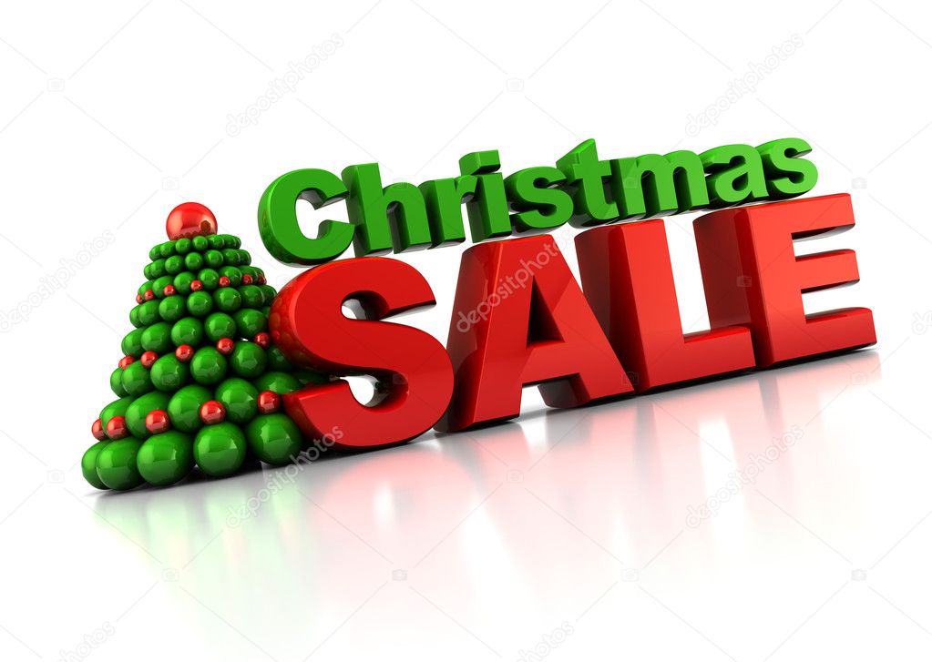 abstract 3d illustration of Christmas sale sign, over white background