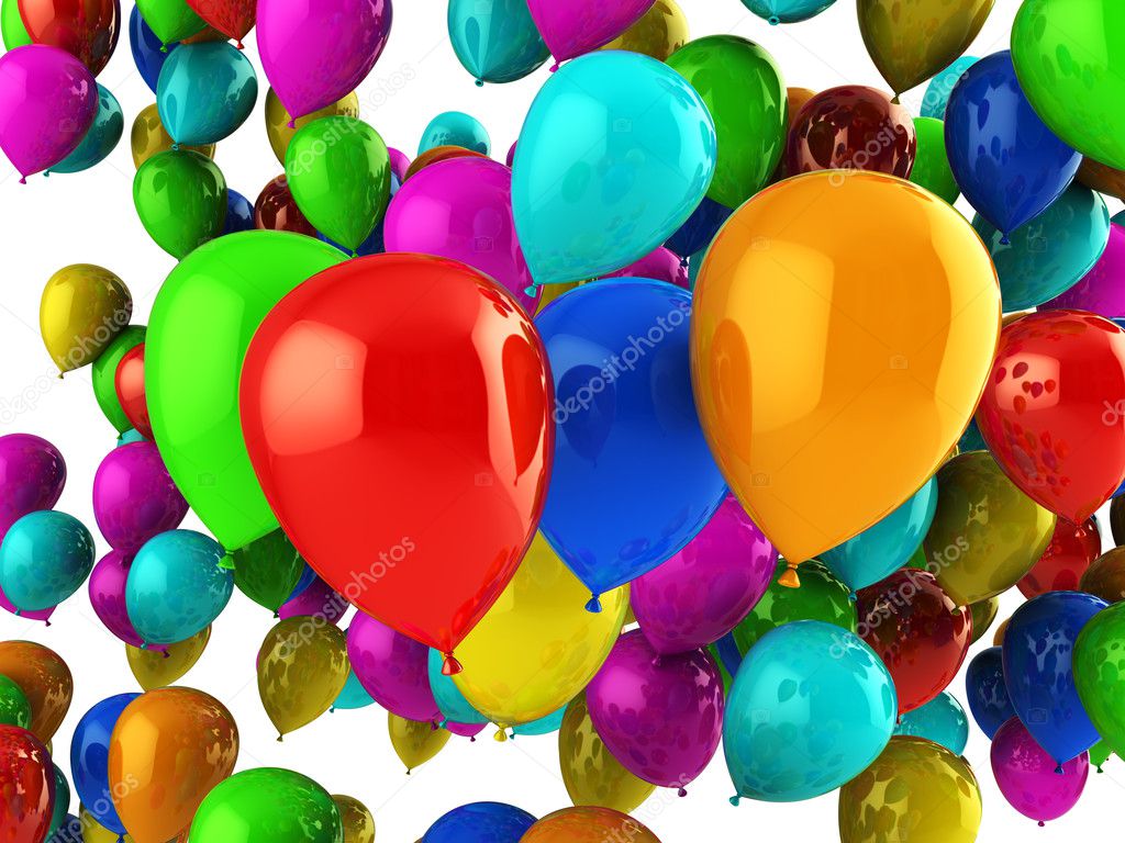 abstract 3d illustration of colorful party balloons background