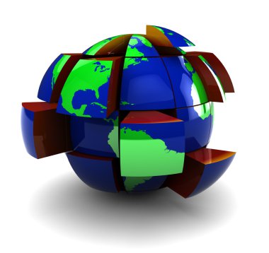 abstract 3d illustration of earth globe built with blocks clipart