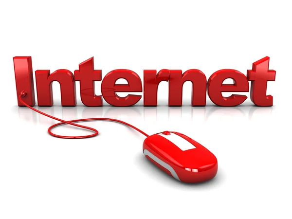 Illustration Computer Mouse Connected Text Internet — Stockfoto