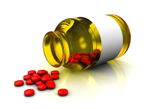 Butelka medycznych i tabletki — Zdjęcie stockowe