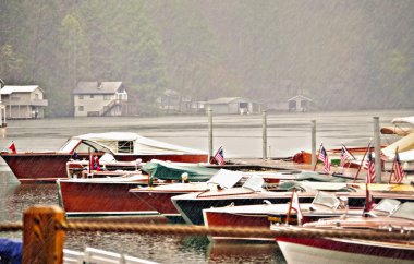 Wood Boats in the Rain clipart