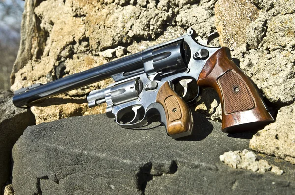 Two Revolvers One Long Barrel One Short — Stock Photo, Image