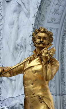 Statue of Johann Strauss in stadtpark in Vienna, Austria clipart