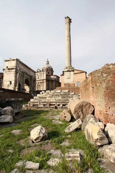 Vista Sobre Restos Antigo Fórum Romano Roma Itália — Fotografia de Stock