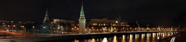 gece panorama kremlin, Moskova, Rusya