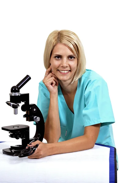 Medico con microscopio — Foto Stock