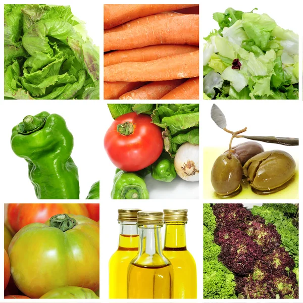 Vegetables for a salad collage — Stock Photo, Image