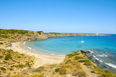 View of Cala Presili beach in Menorca, Balearic Islands, Spain clipart