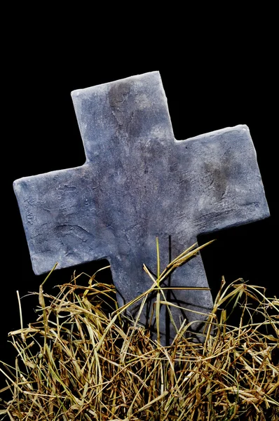 Halloween kamienny krzyż — Zdjęcie stockowe