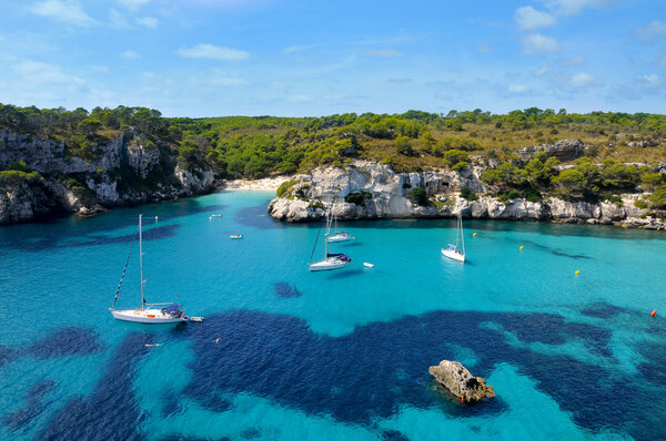 View of Macarelleta beach in Menorca, Balearic Islands, Spain