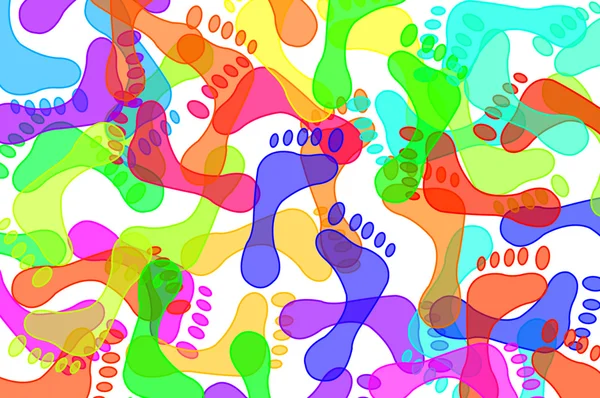 Fotspår i olika färger — Stockfoto