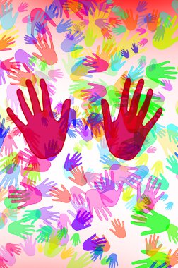 Hands of different colors clipart