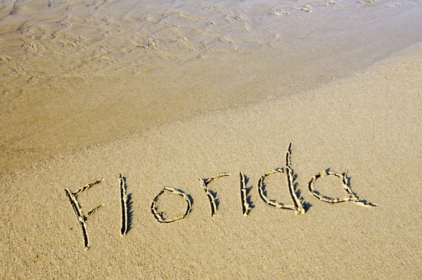 Florida auf den Sand geschrieben — Stockfoto