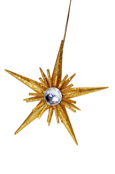 Beyaz zemin üzerinde altın bir Noel yıldızı — Stok fotoğraf
