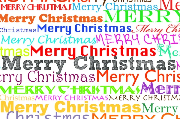 Feliz Natal escrito em cores diferentes e tipos diferentes — Fotografia de Stock