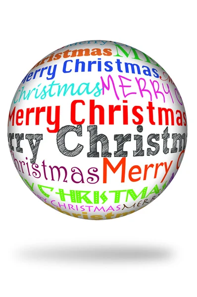 Feliz Navidad escrita en diferentes colores y diferentes tipos en una esfera — Foto de Stock