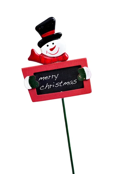 Frohe Weihnachten in einer Tafel mit einem Schneemann geschrieben — Stockfoto