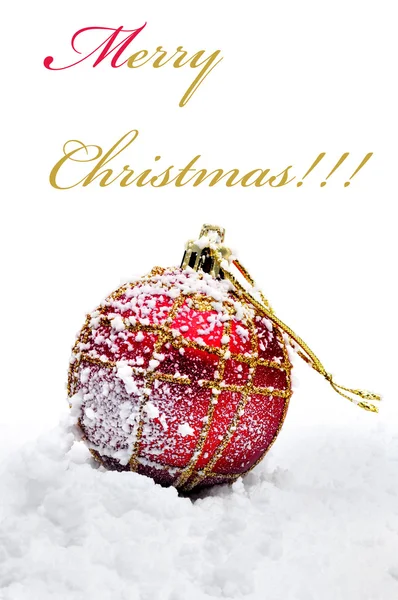 Buon Natale scritto su sfondo bianco con un Natale rosso e dorato — Foto Stock
