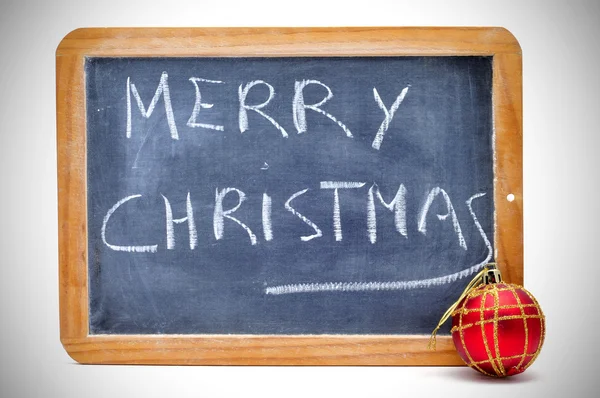 用粉笔在黑板上写的圣诞快乐 — 图库照片