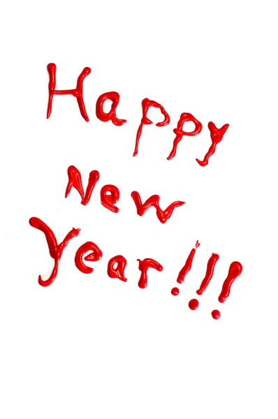 Frohes neues Jahr mit roter Farbe geschrieben — Stockfoto