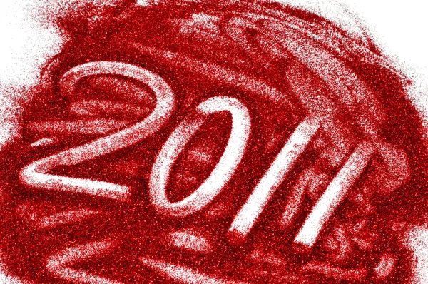 2011 written with red glitter — Stock Photo, Image