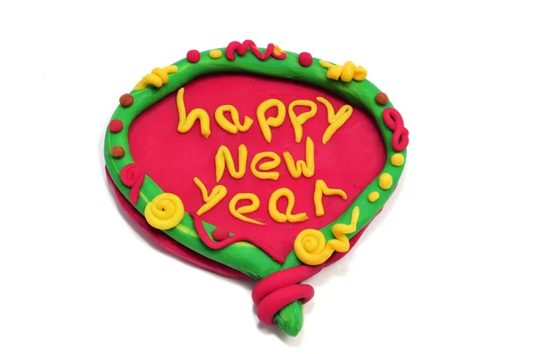 Happy New Year Written Design Made Modelling Clay White Background — Stock Photo, Image