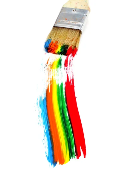 Regenboog Gemaakt Met Penseelstreken Een Witte Achtergrond — Stockfoto