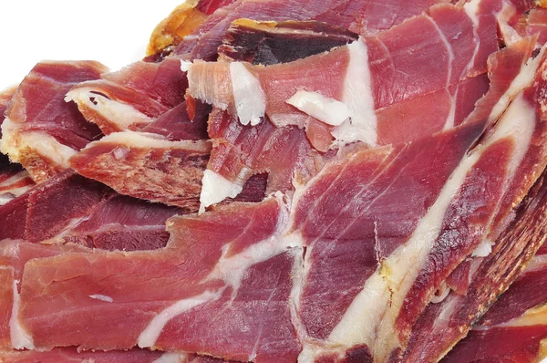 Closeup Pile Spanish Serrano Ham — Stock Photo, Image