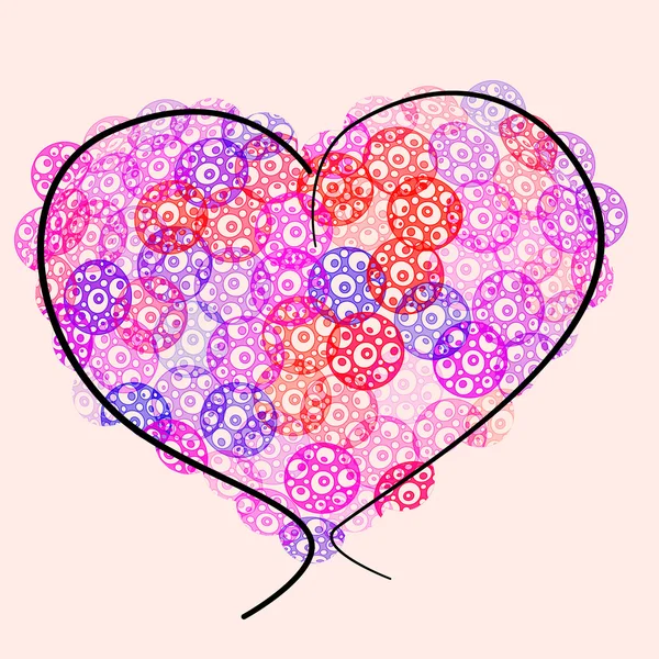 Kalp Desen Farklı Renklerde Bir Pembe Çizilmiş Ile — Stok fotoğraf