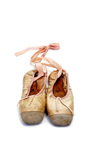Pair Old Pointe Shoes Isolated White Background — Stock Photo, Image
