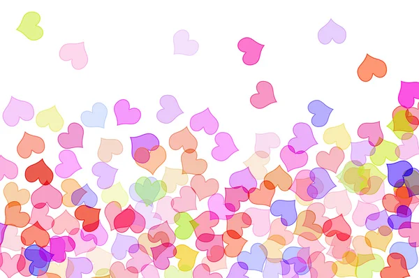 Herzen Verschiedenen Farben Auf Weißem Hintergrund Gezeichnet — Stockfoto