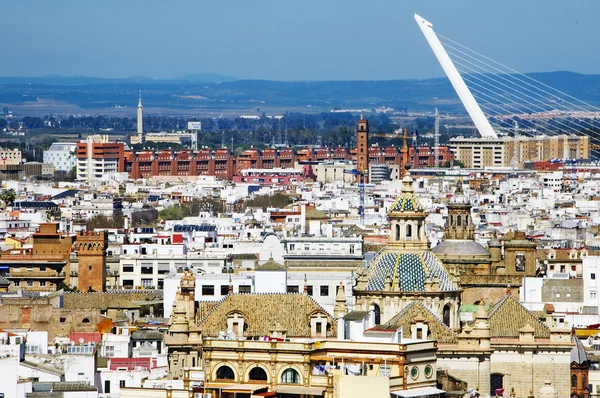 Flygfoto Över Sevilla Spanien Med Almillo Bridge Bakgrunden — Stockfoto