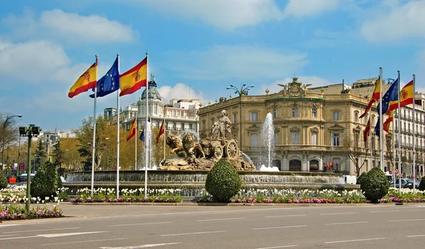 Widok Fontanny Cibeles Madrycie Hiszpania — Zdjęcie stockowe