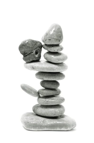 Ein Haufen Zen Steine Auf Weißem Hintergrund — Stockfoto