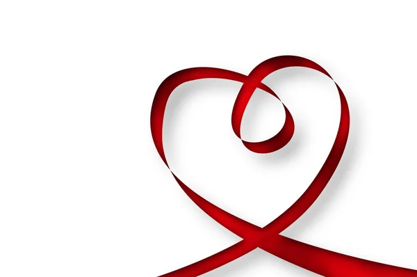 Coração Feito Com Fita Vermelha Fundo Branco — Fotografia de Stock