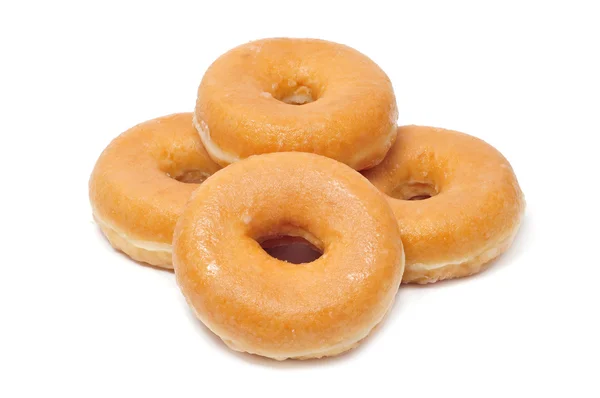 Uma Pilha Donuts Sobre Fundo Branco — Fotografia de Stock
